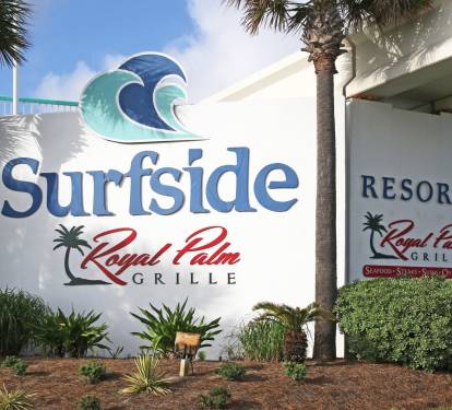 Royal Palm Grille restaurant also serving at Tiki Hut on pool deck &amp; Beach Bar.