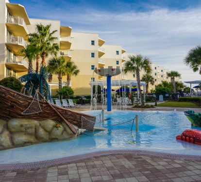 Young kids pool area with water slide. -0- entry.