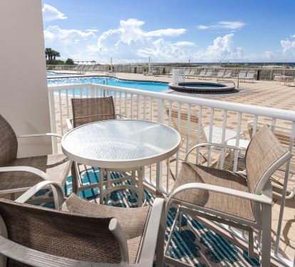 Our poolside patio is the perfect place to relax and enjoy the view!