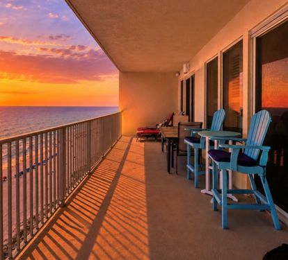 View around sunset looking at Gulf of Mexico from our 719 sq wrap around balcony