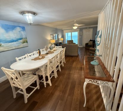 Dining area seating 14 and living area