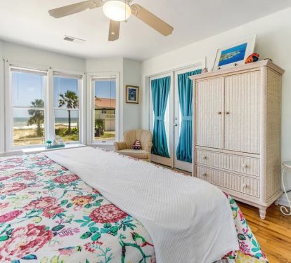 King Sleep Number bedroom with gulf views and porch access