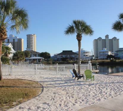 Beach "view" from the backyard. The tall condo buildings are right on the beach