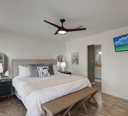 Lower level king bedroom with bathroom.  