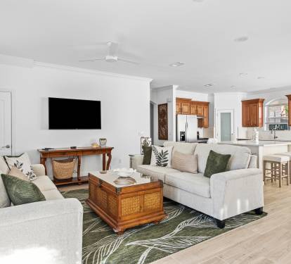 Open the door to a huge living and kitchen area to enjoy