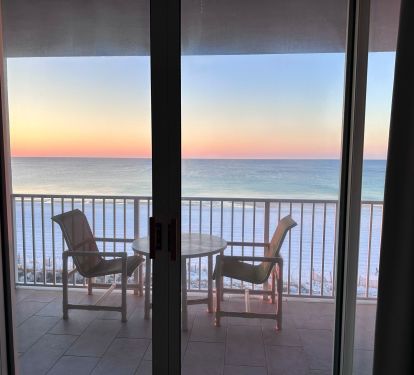 Enjoy the  balcony overlooking the Gulf.  Enjoy breakfast and coffee out here.