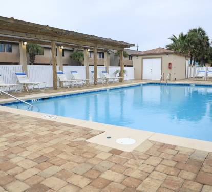 A dip in the heated pool is exactly what you need after a full day at the beach.