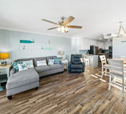 Living room has a recliner for you to relax &amp; enjoy a quiet night in.