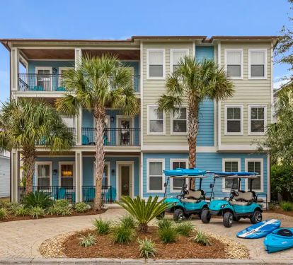 Shenanigans-1 newly renovated beach house that's packed with fun! With 4 amazing balconies and 30A's best 3rd floor game room! Includes 2 golf carts, 2 kayaks, and 2 paddleboards for the most memorable vacation of your family's life!