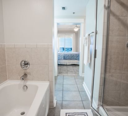 Master bath, double vanity, separate soaker tub and shower