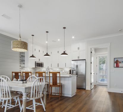 View of dining area and kitchen