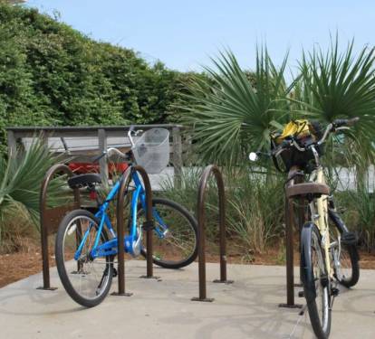 Bike parking available at the beach access after a ride on the Timpoochee Trail