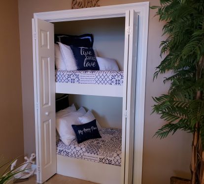 Double bunks for extra beds!  Each bunk has a mounted TV with Roku streaming.