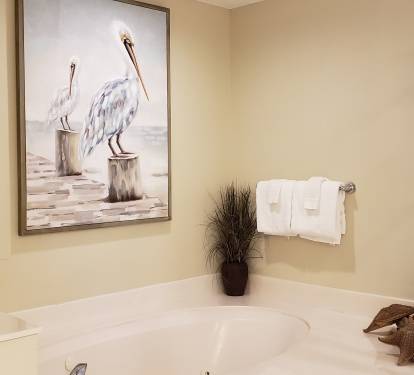 Beautiful  Master Bath with Jacuzzi Tub and Large Shower. 