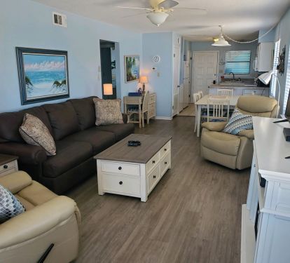 Beautifully decorated, comfortable and cozy living room area.