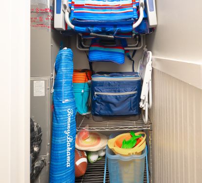 A stocked beach closet for all guest to enjoy. Chairs, umbrella, buckets etc.