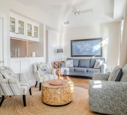 Living area with queen sleeper sofa