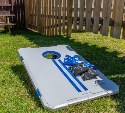 Leave your cornhole set at home! We have one!