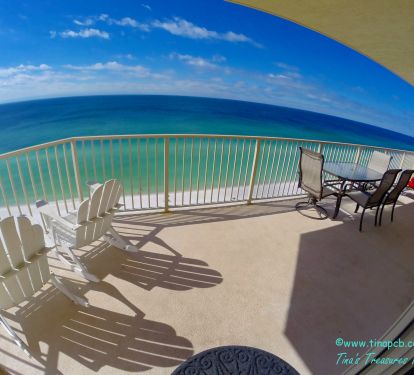 View looking at Gulf of Mexico from our oversized 719 sq wrap around balcony