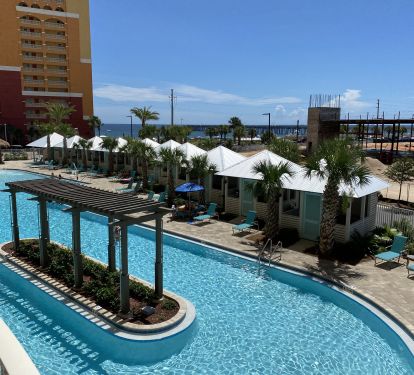 Kiddos love to "swim" to the island. This is your view from Crabby's Cove!