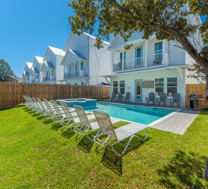 Relax by the pool after a day at the beach plus an outdoor TV to watch the game