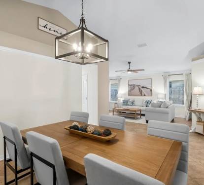 Open dining room for large families to enjoy meals together.