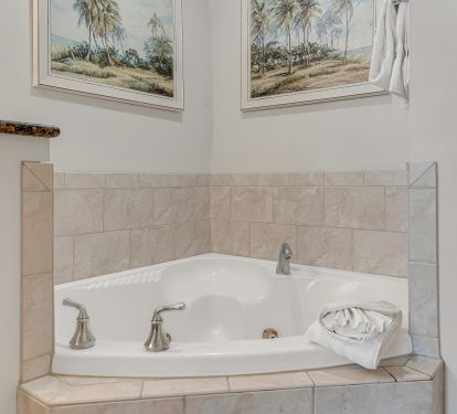 Private whirlpool tub in the primary suite bath