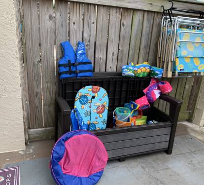 There's tons of beach gear available for your use.