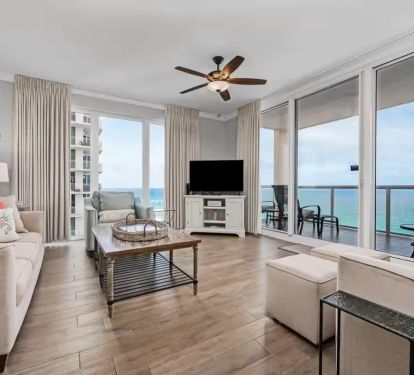 Beautiful beach views compete with the TV for your attention!