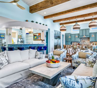 Open floor plan with circular bar