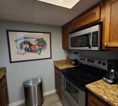 Full size kitchen with all stainless appliances