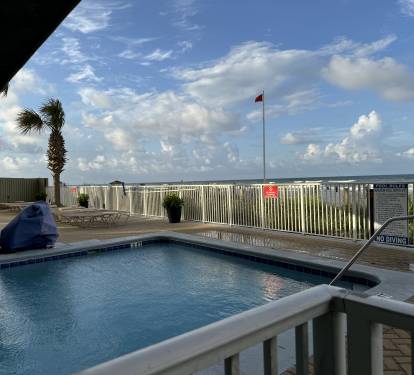Partial view of inside/outside pool.