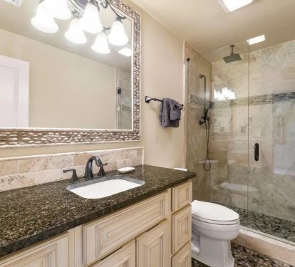 Full bathroom one with a stand up shower