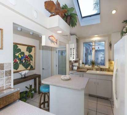 Kitchen with Skylight &amp; Beach View