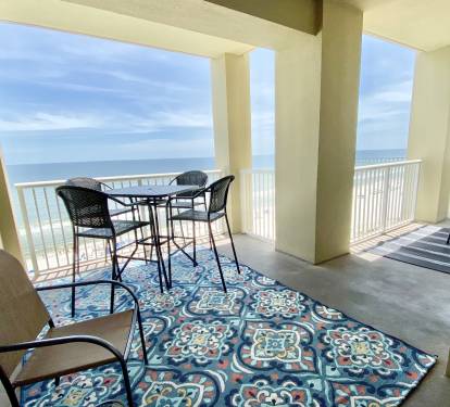Large balcony with seating for 8