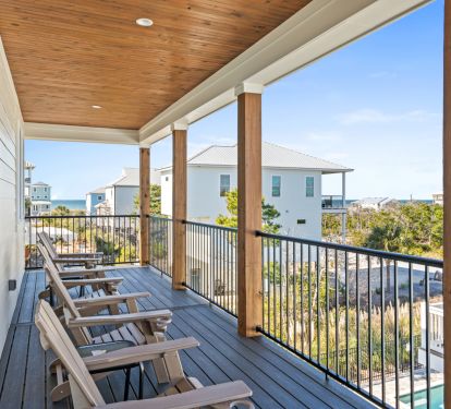 Gorgeous Top Level Deck off Living Area with Gulf and Bay Views