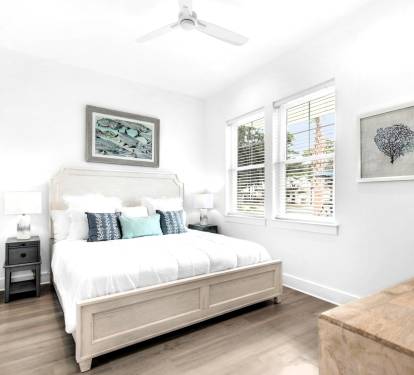 Azure-15 Bedroom 1, 1st floor.  King suite with private bath and 43&rdquo; TV.