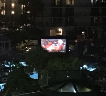 Movie night by the lagoon pool for the kids!