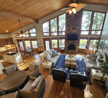 Completely open living/dining/kitchen. Game table for lasting memories
