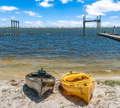 Kayak on the Sound waters for a sighting of a dolphin or fishing for dinner. 