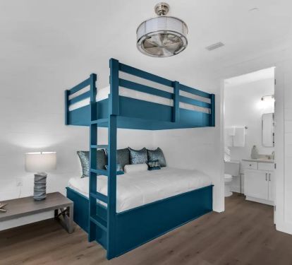 Whimsy-21 Bedroom 3. Pic 2. Queen over queen bunkroom (sleeps 4) with attached bath.