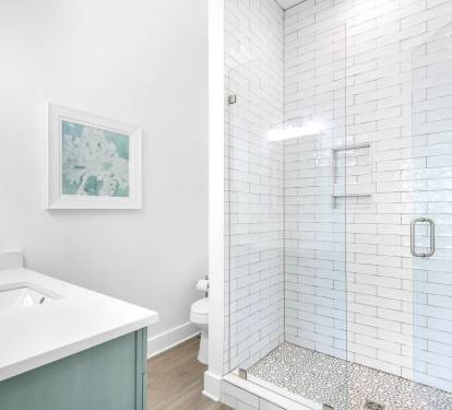 Azure-20 Bedroom 2 bath, 1st floor.  Walk-in, frameless glass shower.