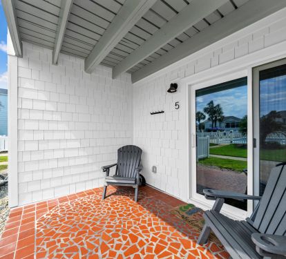 Patio seating with Adirondack chairs!