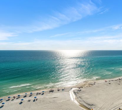 Drone view of the beachfront