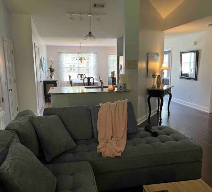 Living room full access to granite, countertop and kitchen