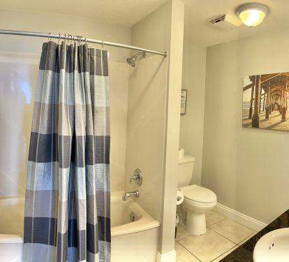 Private master bath with his and her sinks. 