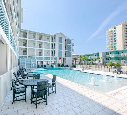 Resort style pool with kids area and separate hot tub!