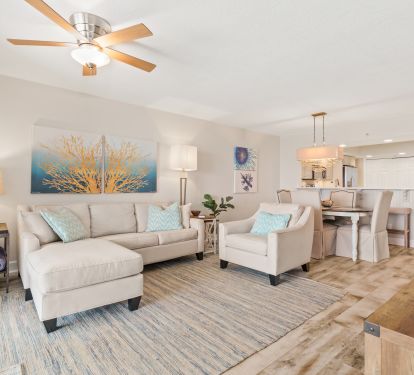 Cozy living area with sleeper sofa 