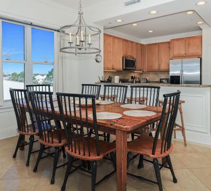 Dining room table made from antique pier planking with seating for 8!