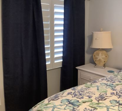 Master bedroom plantation shutters
